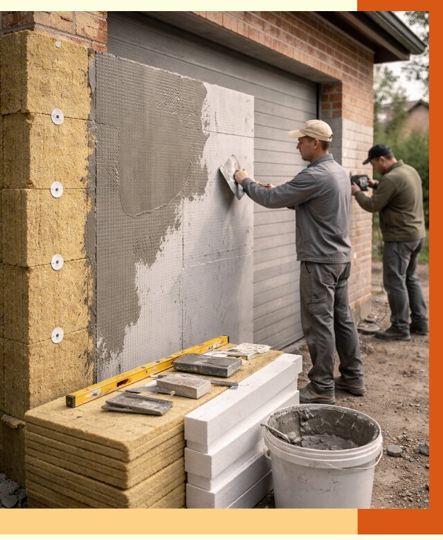 Утепление гаража снаружи в Урае от 4377 руб. за м2 — наружное утепление под ключ | ТепломастерУрй