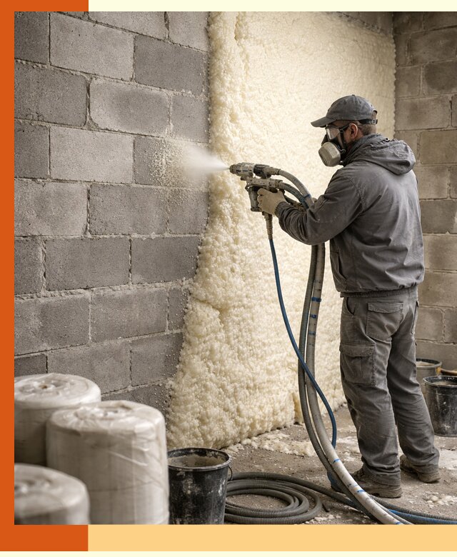 Утепление блочной стены ППУ в Урае качественно и надёжно