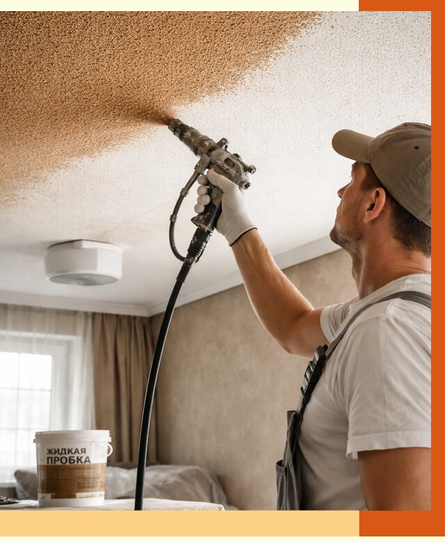 Утепление потолка жидкой пробкой в Урае от 3647 руб. | ТепломастерУрй